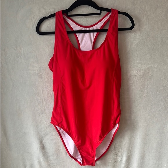 NEW Nicole Miller Studio High Risk Red One Piece Swimsuit Racer Back Size XL - Picture 1 of 13